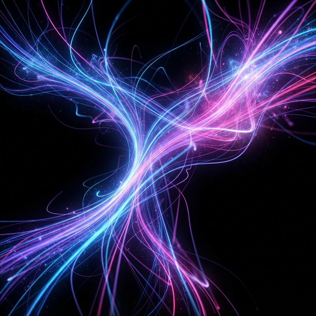 Abstract blue and pink gradient light streaks